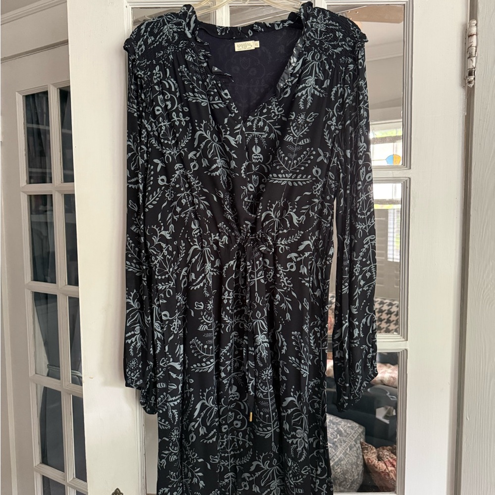 Spartina 449 Navy Floral-Print Long Sleeve Dress